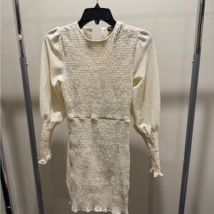 Elegant Cream Smocked Dress